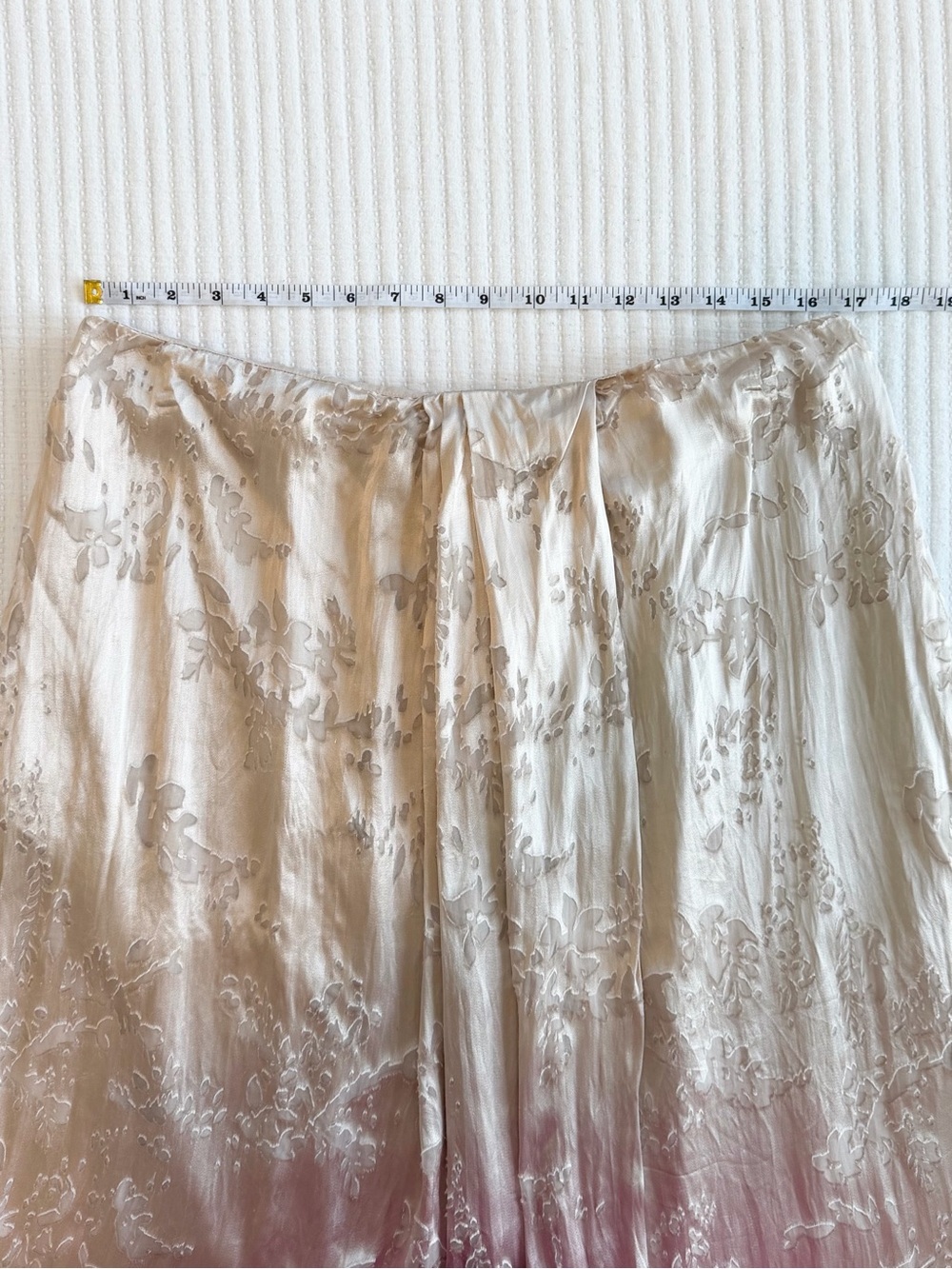 Vince Burnout Silk Asymmetric Drape Midi Skirt in Cream Ivory - Picture 9 of 12